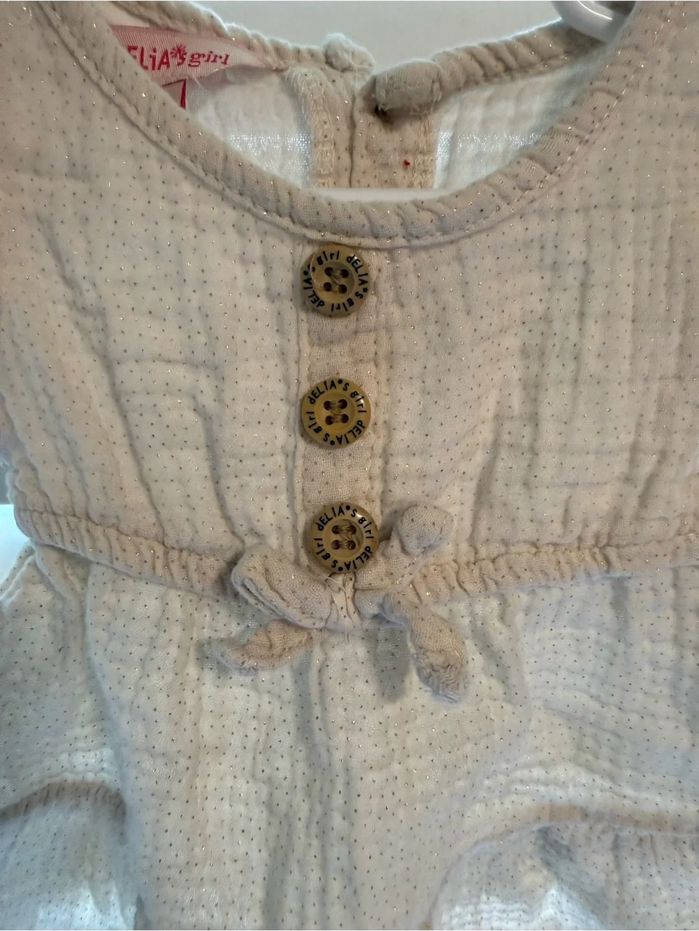 Delia’s Girl Cream Gold Sparkle Dress Baby